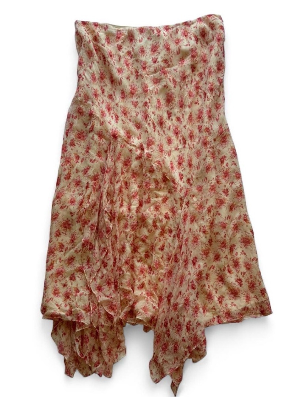 Vintage Floral Asymmetrical Midi Skirt